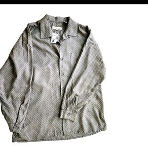 Reaction Kenneth Cole Dress Shirt Top Men's Large New Tags Grey White Checkered